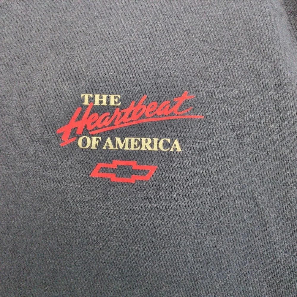 Chevrolet Heartbeat Of America Logo Navy T-Shirt Mens‎ L Reflective Flag Chevy